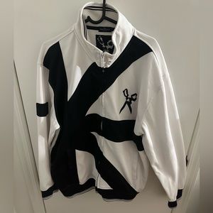Mark Ecko Track Jacket, in a black and white colorway. Size XXL